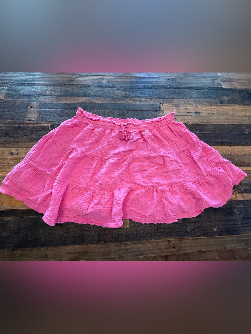 Tiered Pink Cotton Gauze Skirt Aerie